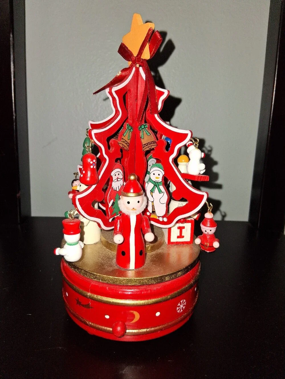 Breitner Vintg German Wooden Rotating Christmas Tree Music Box-All Pieces & Box